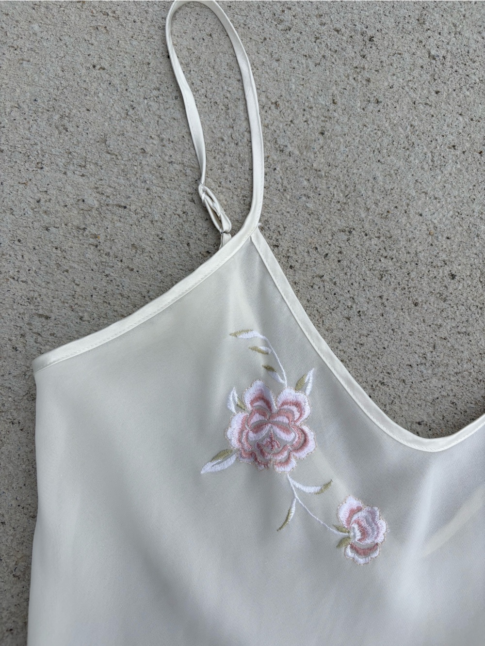 Linea Donatella Cream Slip with Pink Floral Embroidery